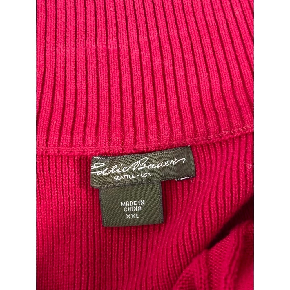Eddie Bauer Full Zip Sweater Womens XXL Red Vintage Ribbed Cotton Preppy 90s - Picture 5 of 14